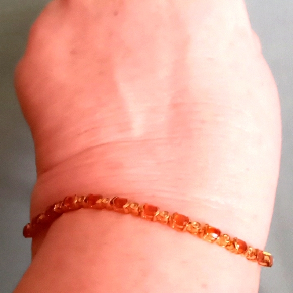NATURAL TANZANIA TANGERINE KYANITE, WHITE ZIRCON BRACELET - Picture 9 of 9